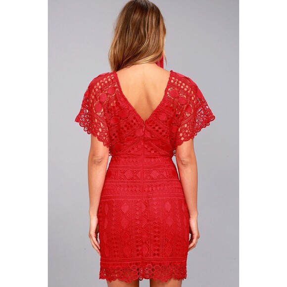 Lulu's Red Flutter Sleeve Bodycon Mini Dress - Picture 9 of 15